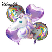Chicinlife-balão de unicórnio para crianças, 5 peças, balões metalizados, para festa de aniversário, chá de bebê, decoração 2024 - compre barato