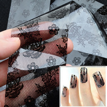 1 шт. новые сексуальные черные кружевные цветы для дизайна ногтей 2024 - купить недорого