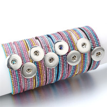 2019 новые ювелирные изделия, кожаные браслеты с кнопками-застежками, 18 мм, браслет с застежкой в стиле панк, кожаный браслет со стразами для женщин ZE560 2024 - купить недорого