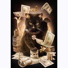 Алмазная вышивка в виде кошки с наличными узорами, алмазная 5D картина для рукоделия, вышивка крестиком, полная картина из страз 2024 - купить недорого