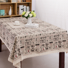 Toalha de mesa decorativa, tesoura em linho inglês, bordada com renda branca, capa retrô decorativa para mesa 2024 - compre barato