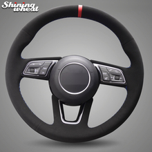 Shining wheat Black Suede Steering Wheel Cover for Audi A1 (8X) Sportback A3 (8V) A4 (B9) Avant A5 (F5) Q2 2024 - buy cheap