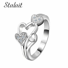 New Luxury Female Heart Ring Zircon Engagement Wedding Love Silver Color Ring For Women Jewelry 2024 - buy cheap