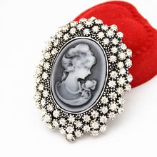 Wedding Party Queen Lady Vintage Victorian Design Cameo Bronze Brooch Pin 2024 - buy cheap