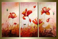 hand-painted artwork Floating pink roses landscape oil  painting on canvas 10X20inch 3pcs/set mixorde Framed 2024 - buy cheap
