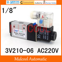 3V210-06  AC220V two tee pneumatic solenoid valve port 1/8" 2024 - buy cheap