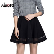 ALSOTO Fashion Summer Women Skirt Black Sexy Mesh Pleated Skirts Womens Winter Faldas Mujer Saia Tutu Midi Etek jupe 2024 - buy cheap