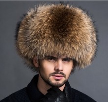 Новые зимние роскошные шапки из натурального Лисьего меха для мужчин Брендовые мужские шапки зимние теплые шапки из меха енота H607 2024 - купить недорого