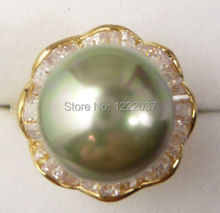 Wonderful 12mm Dark Green Shell Pearl Ring AAA size  7 8 9 2024 - buy cheap