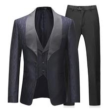 Traje de tres piezas para hombre, esmoquin masculino de corte entallado, con solapa de un botón, traje Formal de boda 2024 - compra barato