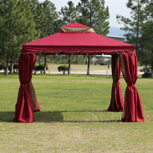 Роскошная алюминиевая наружная патио-палатка 3*3 метра, павильон с боковрами и марлей для садового декора (хаки, красный, зеленый) 2024 - купить недорого