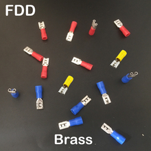 FDD5.5-250 FDD5.5-375 латунь желтый красный синий женский Предварительно изолированный провод кабель наконечник Соединитель наконечник обжимной терминал 2024 - купить недорого