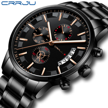 Mens Watches CRRJU Top Brand Waterproof Sports Watch chronograph Mens Casual Stainless Steel Quartz Clock Relogio Masculino 2024 - buy cheap