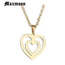 Maxmoon-collar con corazón doble colgante para mujer, joyería de amor, regalos de dama de honor, cadena de acero inoxidable, bisutería, collar de mujer 2024 - compra barato