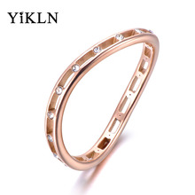 Кольцо YiKLN женское, розовое золото, нержавеющая сталь, изогнутое 2024 - купить недорого
