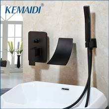 Kemaidi-conjunto de chuveiro de latão preto, conjunto de banheiro, montagem na parede, chuveiro, espalhador de chuveiro, com misturador e spray 2024 - compre barato