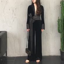 Velvet Jumpsuits Women 2019 Fashion Autumn Womens Rompers Party Club Wear Playsuit Jumpsuit Black Elegant Long Trousers DD1583 2024 - buy cheap