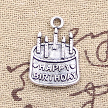 12pcs Charms Birthday Cake 18x15mm Antique Making Pendant fit,Vintage Tibetan Bronze Silver color,DIY Handmade Jewelry 2024 - buy cheap