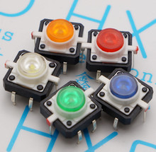 Interruptor de botón pulsador de 20 piezas, Interruptor táctil iluminado, Multicolor, reinicio, con LED, 12x12mm 2024 - compra barato