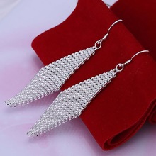 Hot Sale!!Free Shipping jewelry silver plated   Earring,Fashion Silver plated  Jewelry Fashion Net Ladder Earrings SMTE061 2024 - buy cheap