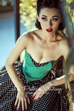 FREE SHIPPING Le Palais Vintage PIN UP sweet vintage wave emerald contrast color band puff dress/ dots 2024 - buy cheap