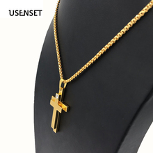 USENSET Golor Color Polished Spots Cross Pendant Sweater Necklace with Rope Chain 2024 - buy cheap