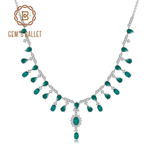 GEM'S BALLET 14.6Ct Natural Green Agate Gemstones Necklace 925 Sterling Silver Vintage Necklace For Women Anniversary Jewelry 2024 - buy cheap