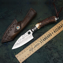 Охотничий нож ручной работы из дамасской стали с ножнами, TUREN-VG10 2024 - купить недорого