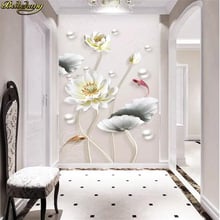 beibehang custom Embossed lotus Wall paper Murals Wall Decorations wallpapers for living room Modern aisle Wall Painting badroom 2024 - buy cheap