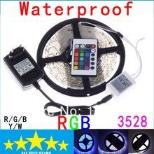 Waterproof 3528 RGB LED Strip 5M 300 Led SMD IR Remote Controller 12V 2A Power Adapter Flexible Light Free Shipping 2024 - buy cheap