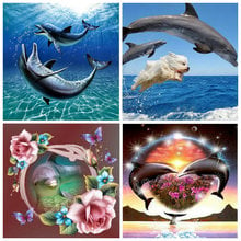 ArtBack Full Square 5D DIY Diamond Embroidered Dolphin & Fishing Icon Diamond Painting Cross Stitch Diamond Mosaic Wall Sticker 2024 - buy cheap