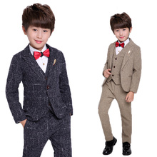 Conjuntos de trajes formales para niños, ropa de fiesta de rendimiento, Blazer, pantalones, chaleco, 3 uds. 2024 - compra barato