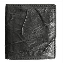ALAVCHNV retro original handmade men's first layer leather short wallet leather thin section casual vertical wallet 6332 2024 - buy cheap