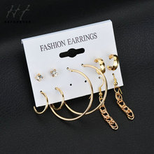 Creative Silver Color Alloy Zircon Big Circle Hoop Earrings for Women Hyperbole 5 Pair/Set Earings Fashion Jewelry KB270 2024 - buy cheap