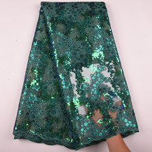 New Arrival African Organza Voile Lace Fabric With Sequin 2019 High Quality French Green Lace Fabric For Nigerian Weeding Dress 2024 - buy cheap