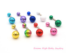 Rainbow Titanium Plated Belly Bar Banana Barbell 14 Gauge Belly Button ring body piercing Jewelry ANODIZED Multicolour 316L 2024 - buy cheap