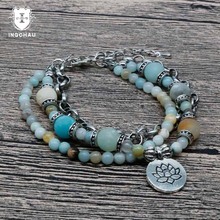 2018 Buddhism Buddha Multilayer Bracelets Lotus Amazonite Bracelet Mala Yoga Spiritual Jewelry For Women Drop Shipping BD-29 2024 - buy cheap