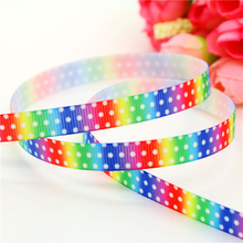 DHK 3/8'' Free shipping rainbow polka dots printed grosgrain ribbon headwear hair bow diy party decoration OEM 9mm B1450 2024 - buy cheap