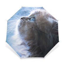 2017 Забавный полностью автоматический зонт с милым котом, женские модные антиуф-зонты от дождя и солнца 2024 - купить недорого