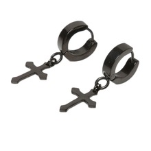 Gothic Punk 1 Piece Fashion 4*9mm Cross Shaped Ear Stud Earrings Titanium Steel Ear Clip Ear Accessories EAR-0685 2024 - buy cheap