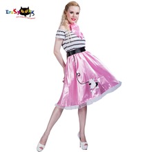 Женский костюм в полоску в стиле ретро, розовая юбка пуделя в стиле 80-х, костюм для косплея, вечернее танцевальное платье, наряд, костюмы на Х... 2024 - купить недорого