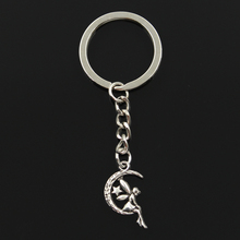 Fashion 30mm Key Ring Metal Key Chain Keychain Jewelry Antique Bronze Silver Color Plated Fairy Angel Moon Star 25x14mm Pendant 2024 - buy cheap