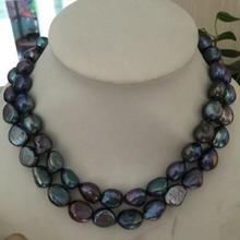 free shipping Noble jewelry stunning huge 12-13mm tahitian black green blue pearl necklace 33inch 2024 - buy cheap