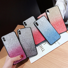 Funda de teléfono a la moda con gradiente de Flash y lentejuelas para iPhone X, XS, XR, XS Max, 8, 7, 6, 6S Plus, TPU suave, Protección trasera con purpurina 2024 - compra barato