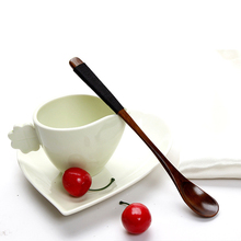 Yujie colher de sopa de madeira natural, cabo longo, colher para misturar café chá, sobremesa, novidade presente acessórios de cozinha #017 2024 - compre barato