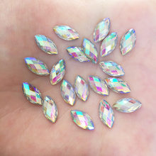 200pcs 6*12mm AB Resin Shiny Horse Eye Crystal Gem Flatback Rhinestone Scrapbook Wedding DIY Ornaments F649*2 2024 - buy cheap