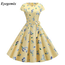 Yellow Women Retro Dress 2021 New 50s 60s Vintage Dresses Print Short Sleeve Spring Summer Dress Rockabilly Swing Party Gown 2024 - buy cheap