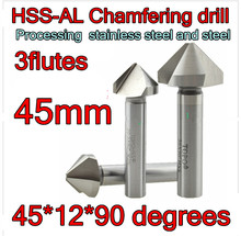 45*12*90 degrees Hardness HRC62-64 3flutes HSS-AL Chamfering drill Processing stainless steel and steel Etc. 2024 - buy cheap