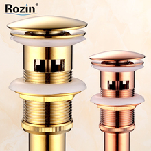 Free Shipping Rose Gold /Golden Brass Basin Sink Pop Up Drain with Overflow Bathroom Waste Drainer 2024 - buy cheap