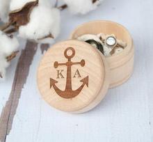 Personalised anchor Engraved Wood nautical Wedding Couples Ring keepsake bearer Boxes engagement party favors Gift for Couples 2024 - купить недорого